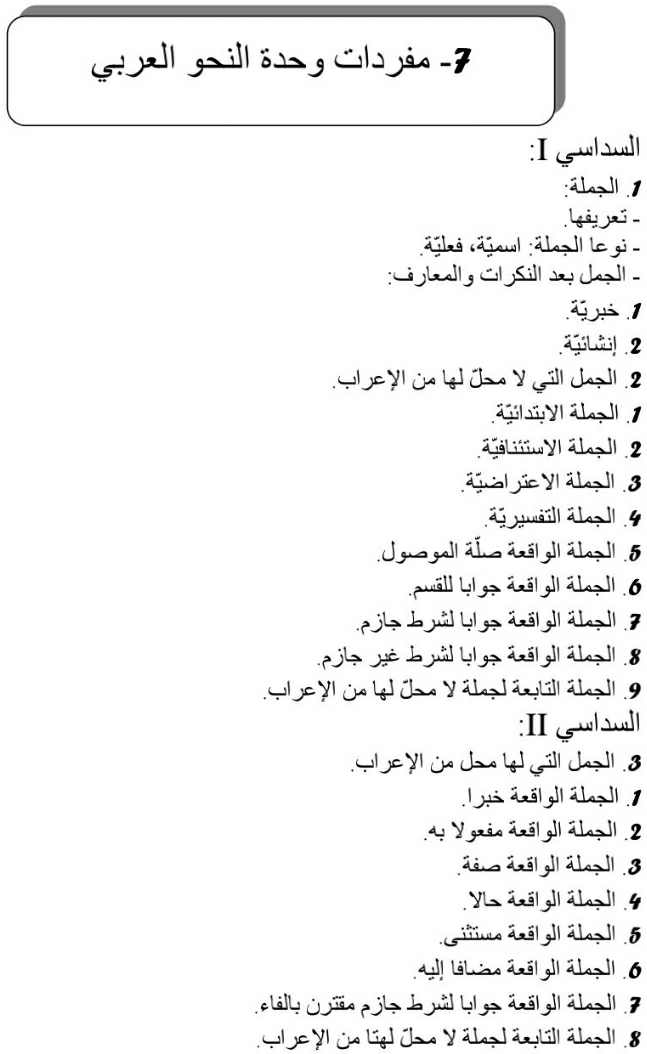 هذا برنامج مقياس النحو للسنة الرابعة في مساق أستاذ التعليم الثانوي والمتوسط